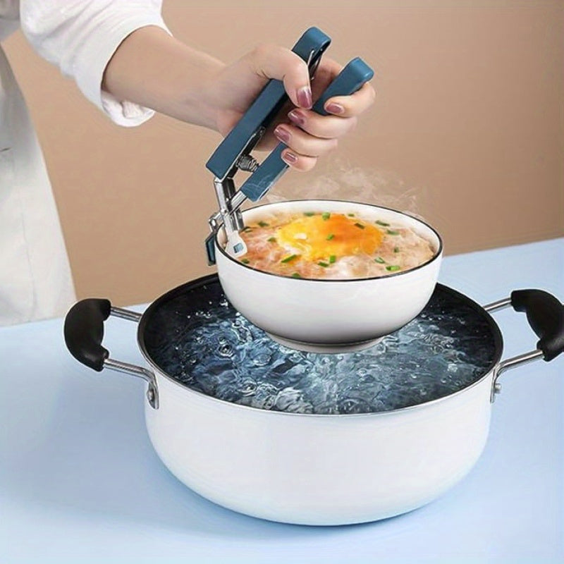 5pcs Heat Resistant Kitchen Tools Set Stainless Steel Plate Bowl Clips Non Slip Silicone Tongs Heatproof Gloves Anti Scald Grippers for Microwave, Air Fryer, Instant Pot Mor, Best for Christmas