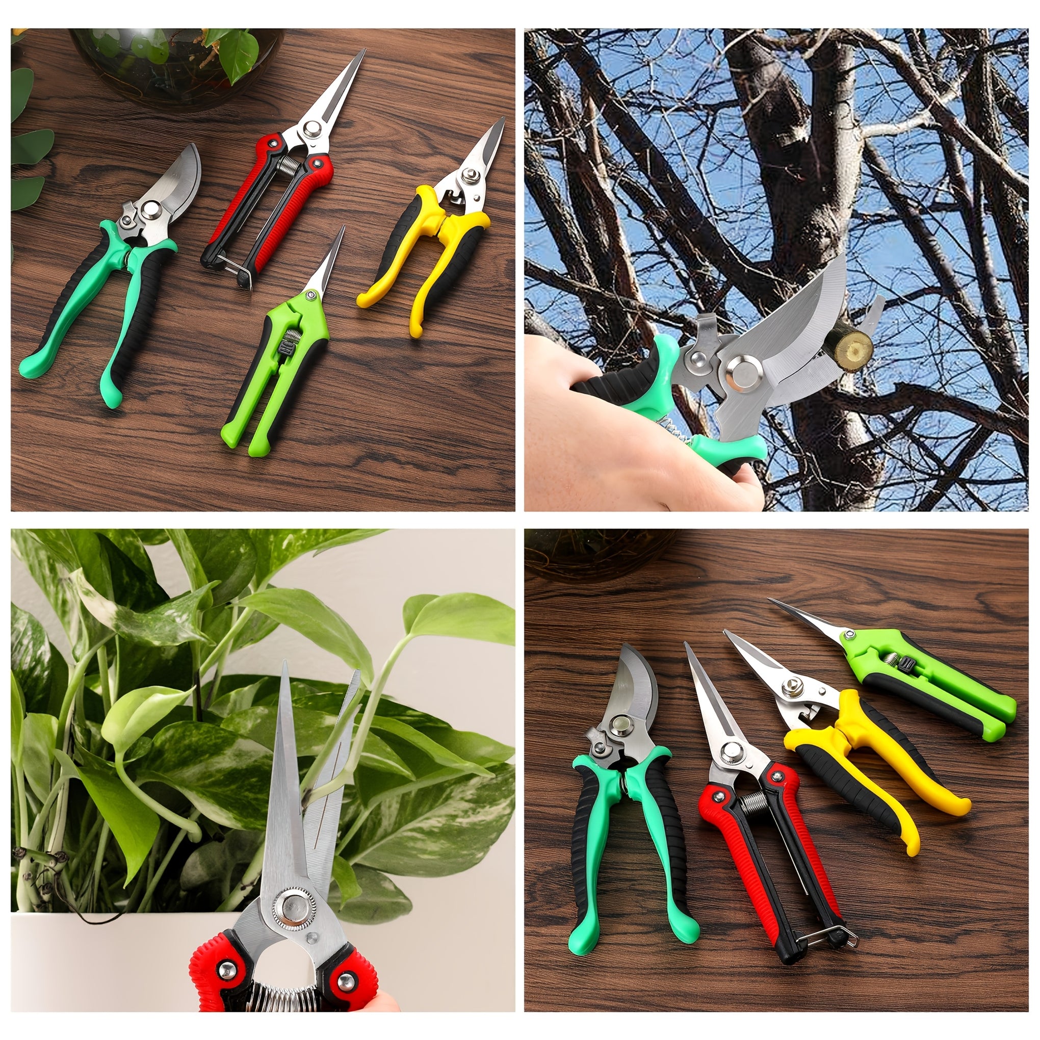 7pcs Heavy-Duty Stainless Steel Gardening Pruning Shears Set with Ergonomic Anti-Slip Handle & Storage Bag - Multifunctional Manual Garden Clippers, Fruit Picker, Tree Trimmer Tools for Landscaping, Lawn Care, Fruit Harvestin