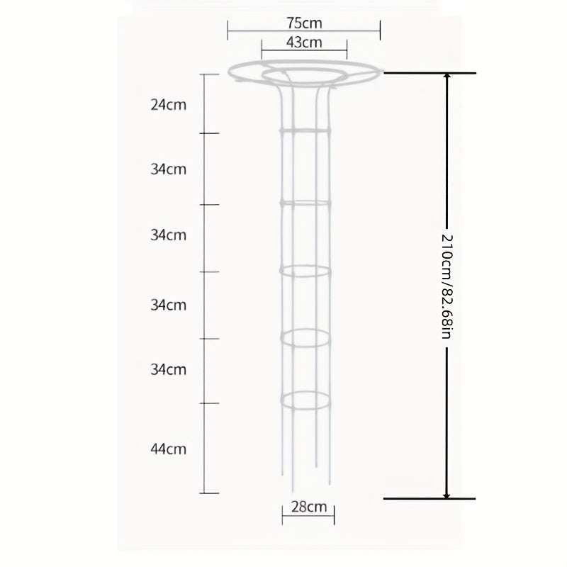 82.68-Inch White Metal Climbing Plant Trellis Garden Frame - Rust-Resistant Outdoor Cage Support with Plastic Coating, Perfect for Vines, Flowers, Vegetables, and Roses, Practical Garden Structure with Grid Design