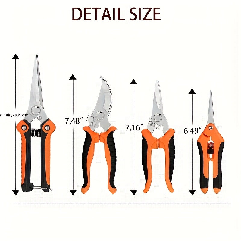 7pcs Heavy-Duty Stainless Steel Gardening Pruning Shears Set with Ergonomic Anti-Slip Handle & Storage Bag - Multifunctional Manual Garden Clippers, Fruit Picker, Tree Trimmer Tools for Landscaping, Lawn Care, Fruit Harvestin