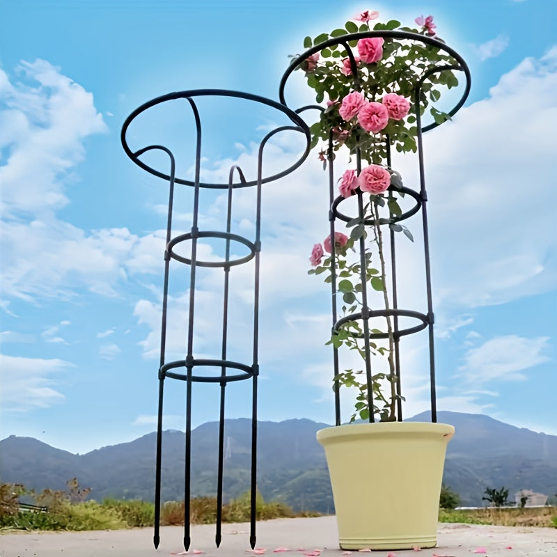 82.68-Inch White Metal Climbing Plant Trellis Garden Frame - Rust-Resistant Outdoor Cage Support with Plastic Coating, Perfect for Vines, Flowers, Vegetables, and Roses, Practical Garden Structure with Grid Design