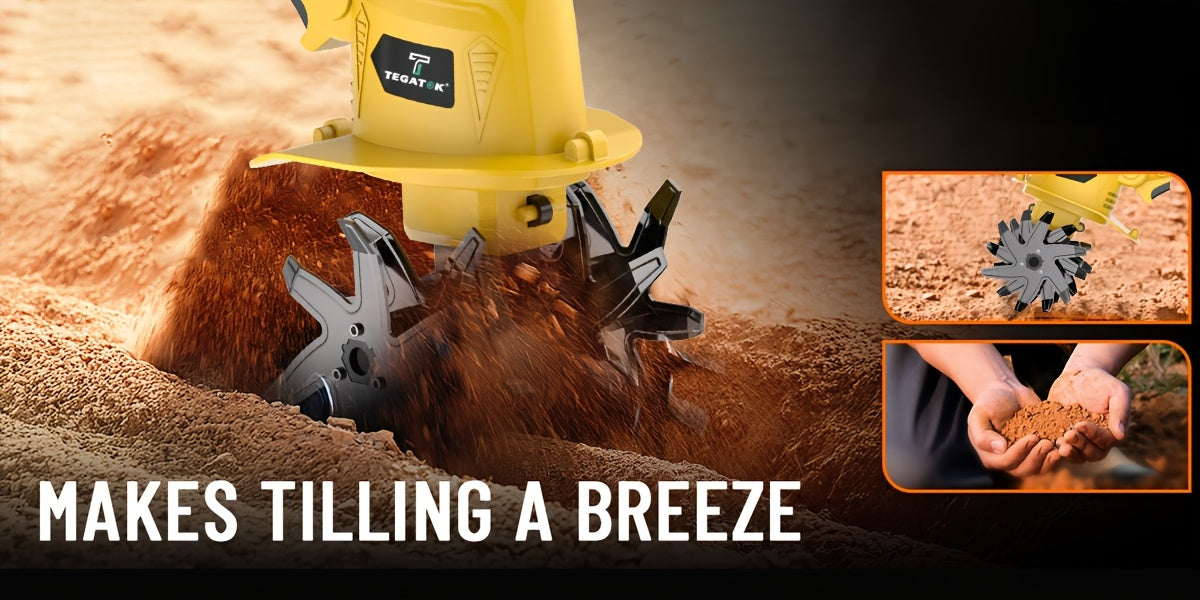 20V Cordless Tiller Cultivator, Electric Garden Tiller, Lightweight Handheld Tiller Cultivator, 9-inch Tilling Width & 6.6-inch Depth Rototiller, Equipped with 1 Or 2 Battery and Charger, Suitable for Turning Soil in Courtyar