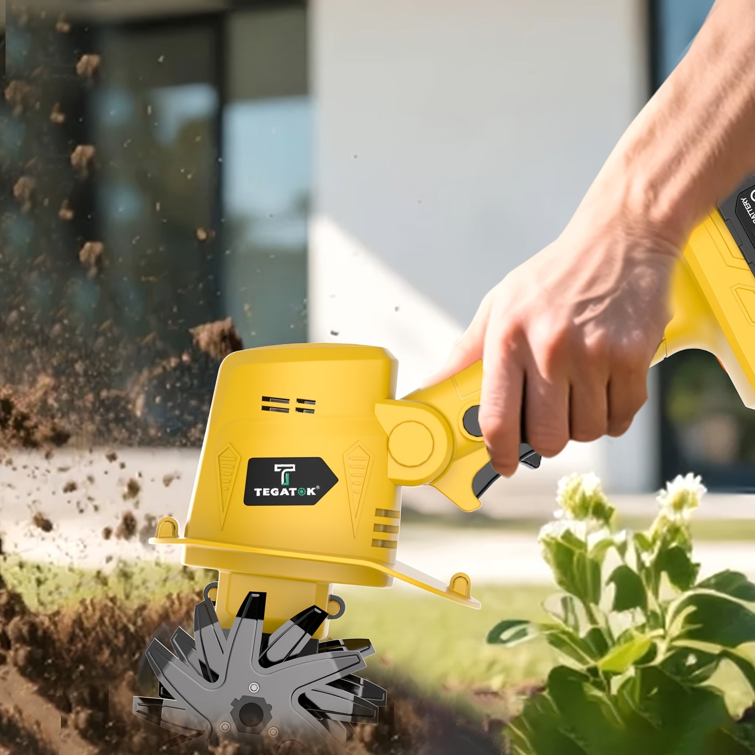 20V Cordless Tiller Cultivator, Electric Garden Tiller, Lightweight Handheld Tiller Cultivator, 9-inch Tilling Width & 6.6-inch Depth Rototiller, Equipped with 1 Or 2 Battery and Charger, Suitable for Turning Soil in Courtyar