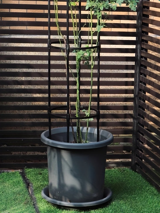 82.68-Inch White Metal Climbing Plant Trellis Garden Frame - Rust-Resistant Outdoor Cage Support with Plastic Coating, Perfect for Vines, Flowers, Vegetables, and Roses, Practical Garden Structure with Grid Design