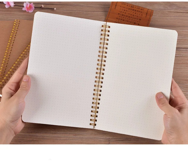A5 Notebook Journal Medium Kraft Grid Dot Blank Daily Weekly Planner Book Time Management Planner School Supplies StationeryGift