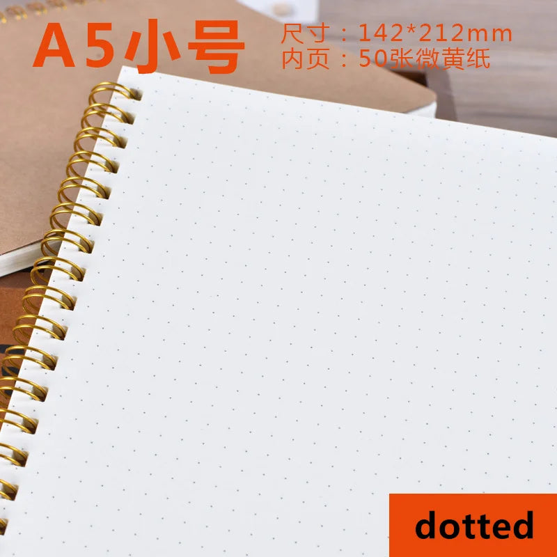 A5 Notebook Journal Medium Kraft Grid Dot Blank Daily Weekly Planner Book Time Management Planner School Supplies StationeryGift