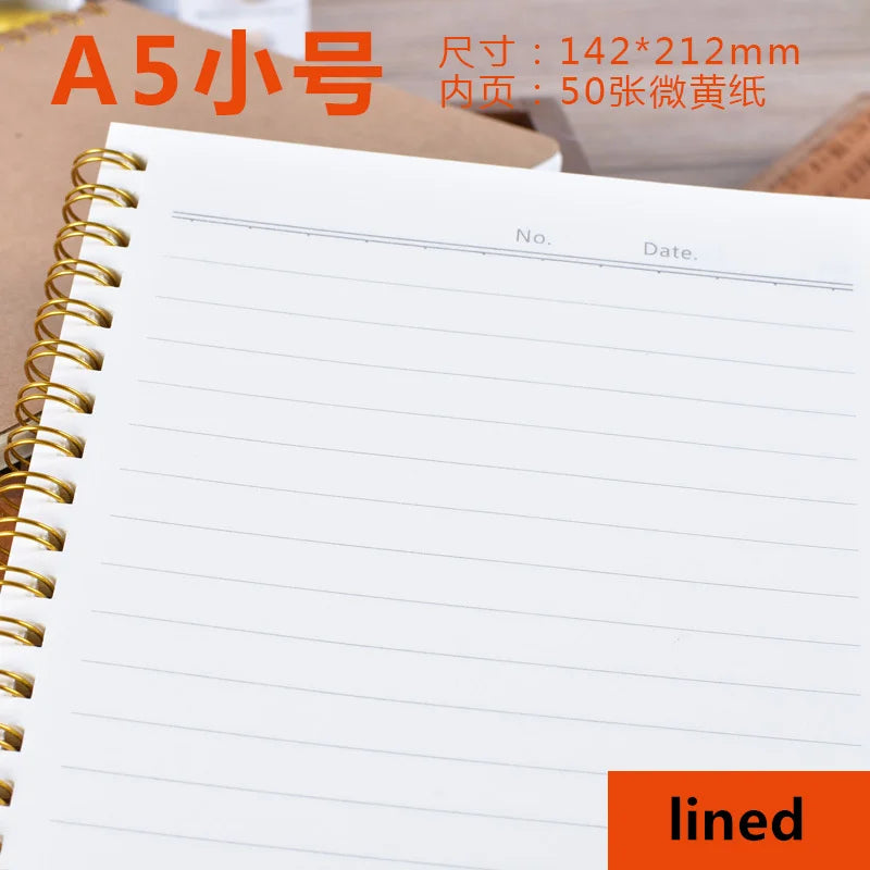 A5 Notebook Journal Medium Kraft Grid Dot Blank Daily Weekly Planner Book Time Management Planner School Supplies StationeryGift