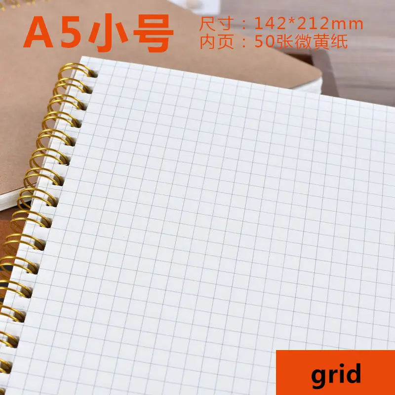 A5 Notebook Journal Medium Kraft Grid Dot Blank Daily Weekly Planner Book Time Management Planner School Supplies StationeryGift