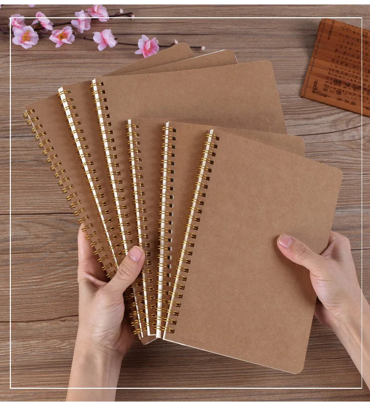 A5 Notebook Journal Medium Kraft Grid Dot Blank Daily Weekly Planner Book Time Management Planner School Supplies StationeryGift