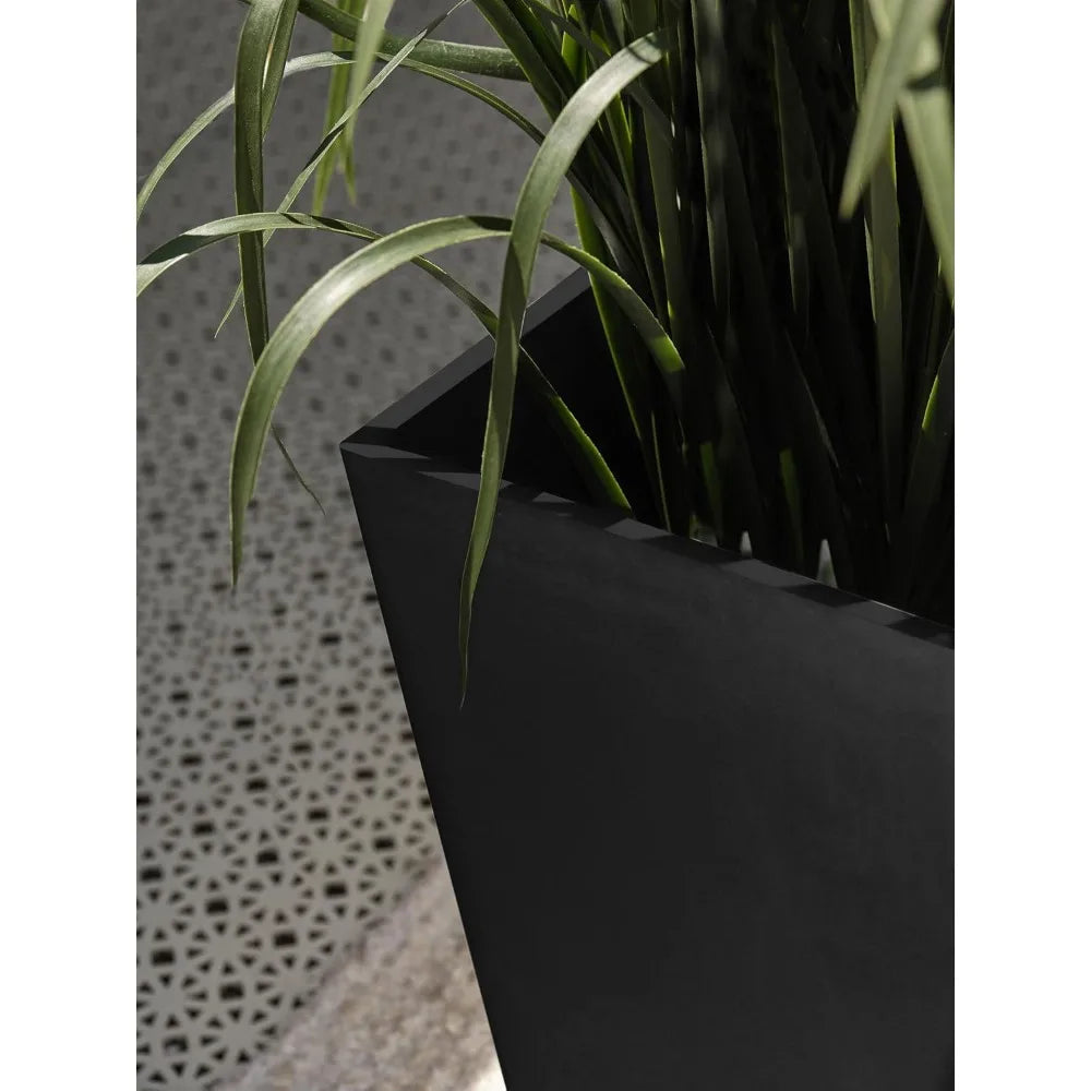 26-Inch Resin Taper Planter Set – 2-Pack Black Indoor/Outdoor Pots