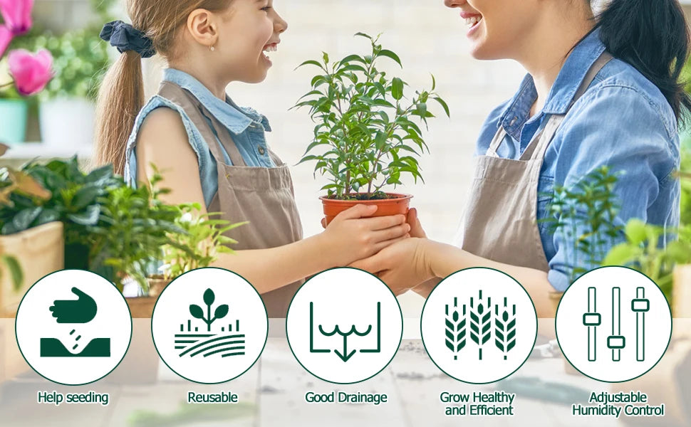 36-Cell Seed Starter Tray with Adjustable Grow Light & Humidity Dome