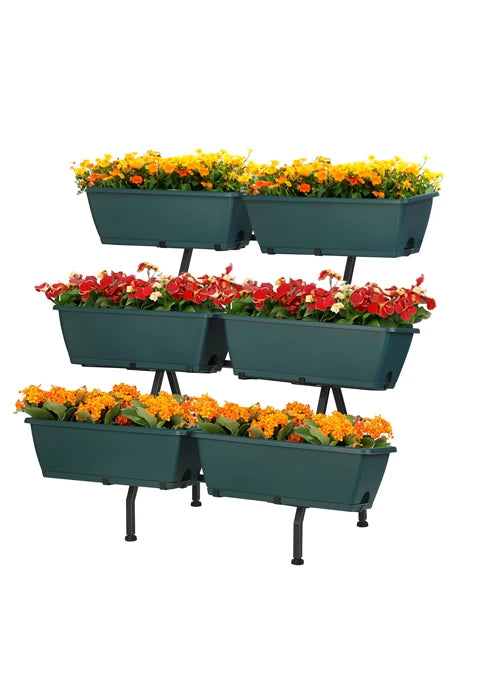 3-Tier Vertical Planter with 6 Boxes – Adjustable Raised Garden Bed (Red)