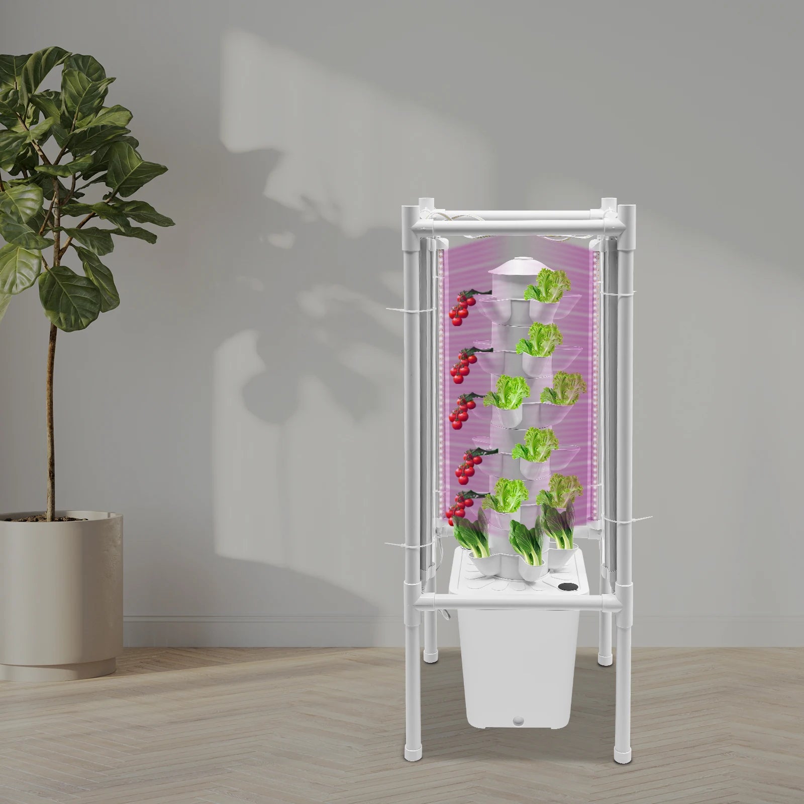 6-Layer Vertical Hydroponic Growing Kit – 30-Hole Soilless Planter Tower