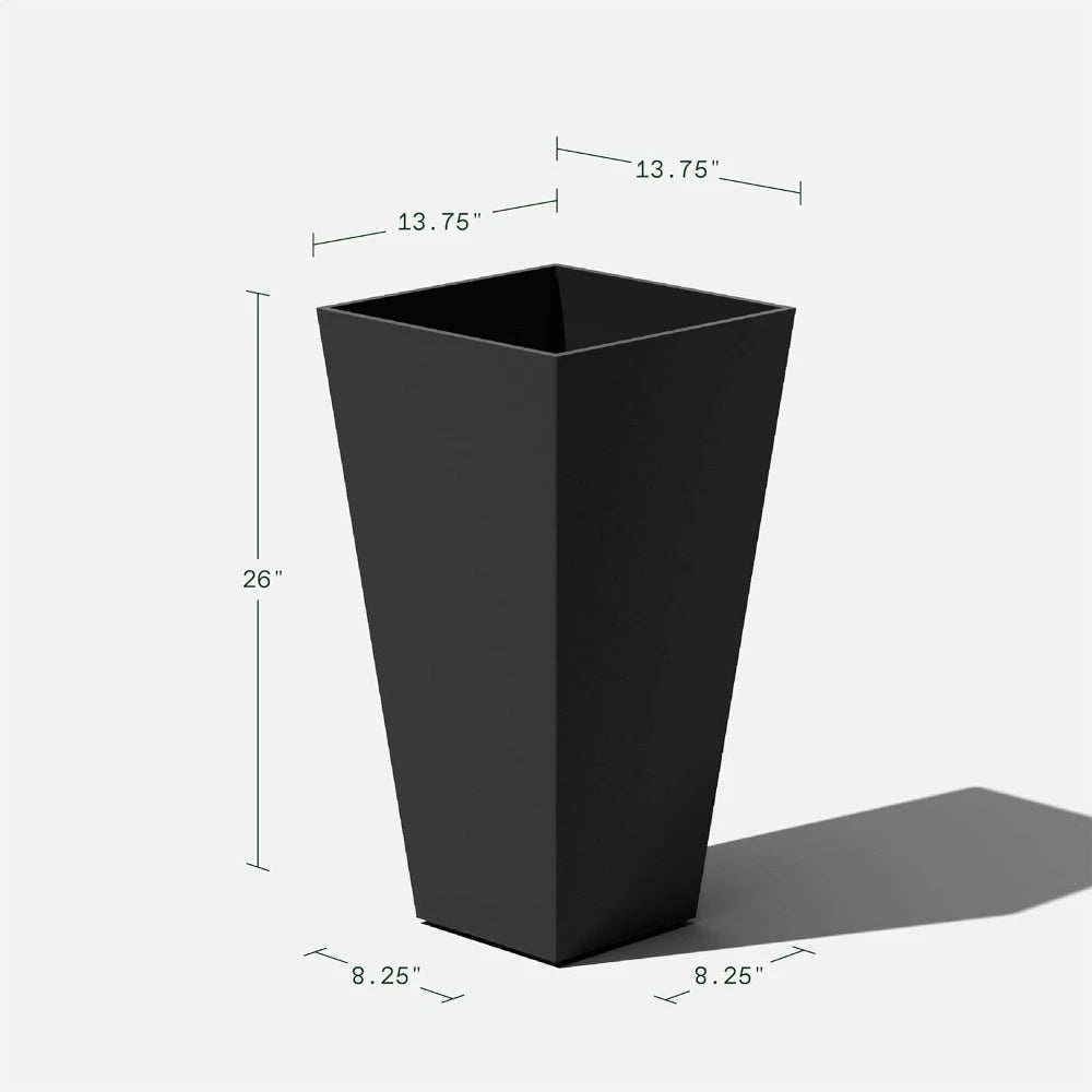 26-Inch Resin Taper Planter Set – 2-Pack Black Indoor/Outdoor Pots