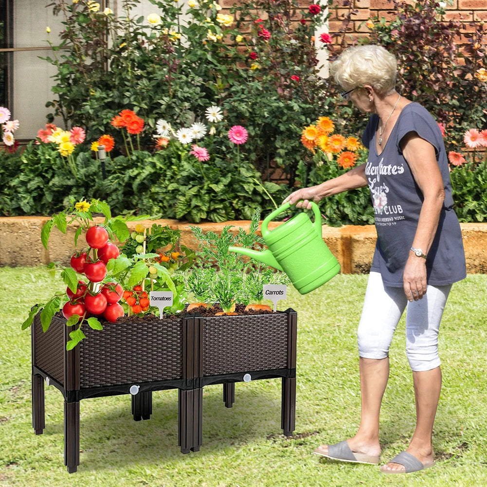 Elevated Plastic Raised Garden Bed – Standing Planter Box