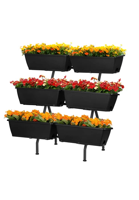 3-Tier Vertical Planter with 6 Boxes – Adjustable Raised Garden Bed (Red)