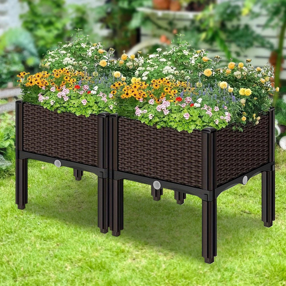 Elevated Plastic Raised Garden Bed – Standing Planter Box