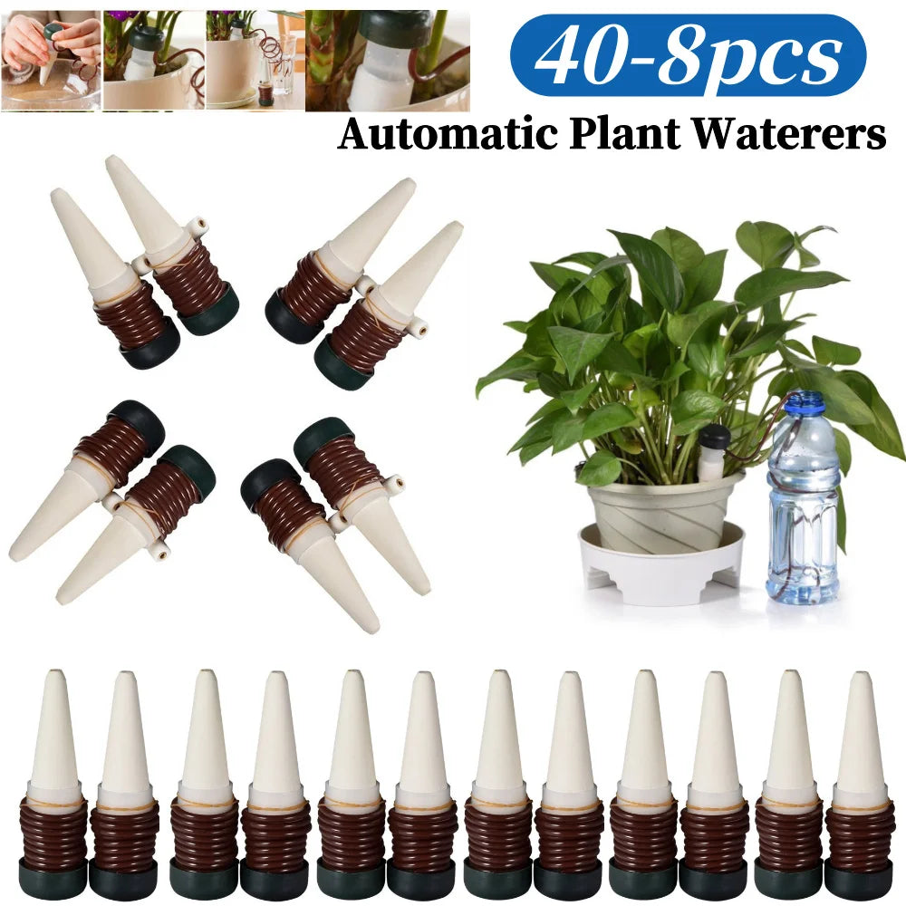 8-Piece Self-Watering Plant Stakes – Automatic Drip Irrigation Kit