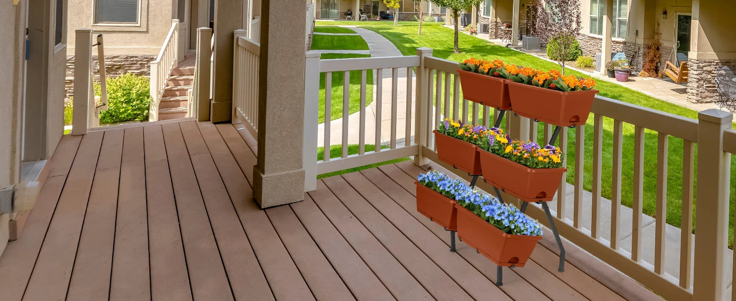 3-Tier Vertical Planter with 6 Boxes – Adjustable Raised Garden Bed (Red)