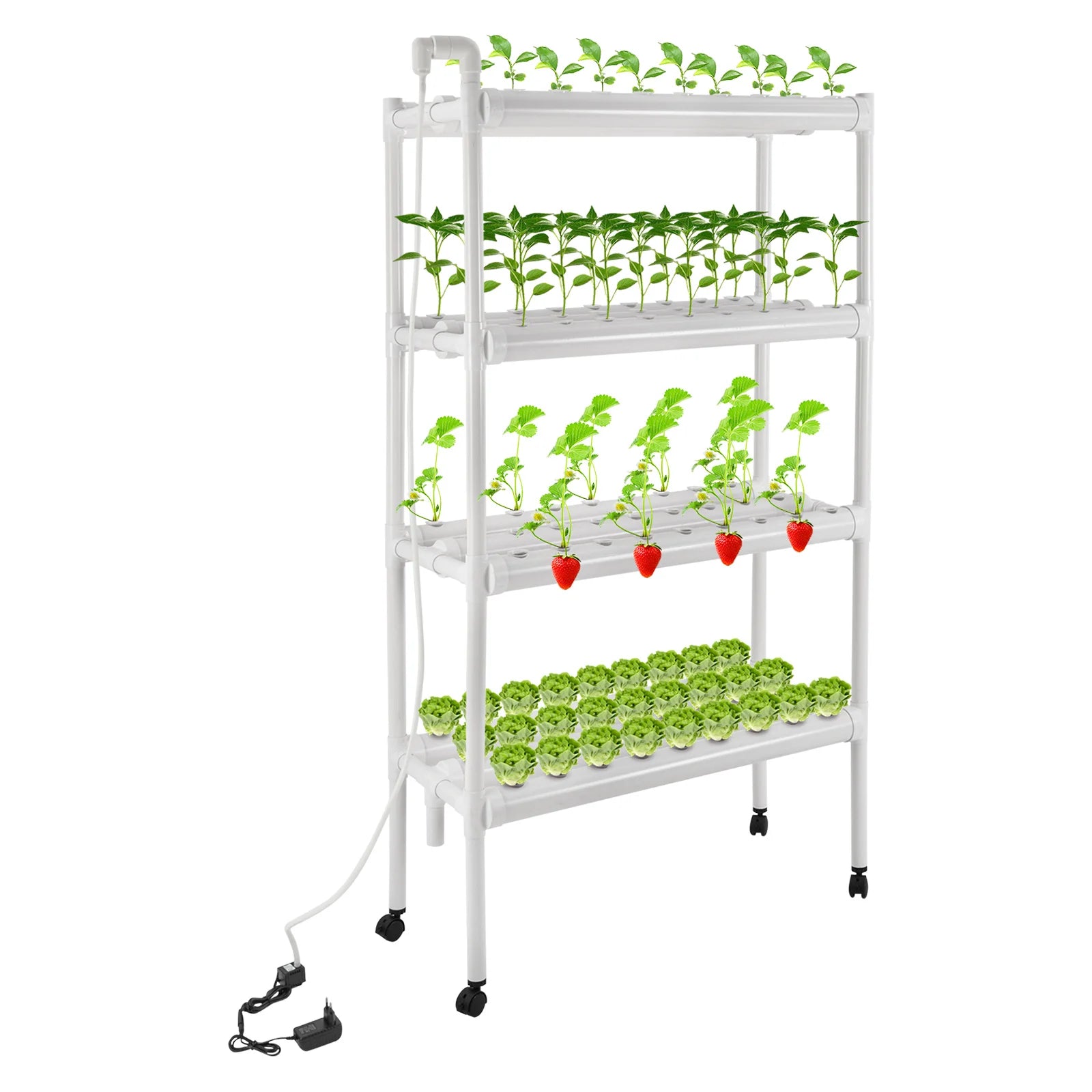108-Site Hydroponic Grow Stand – Home System with Wheels & Pump