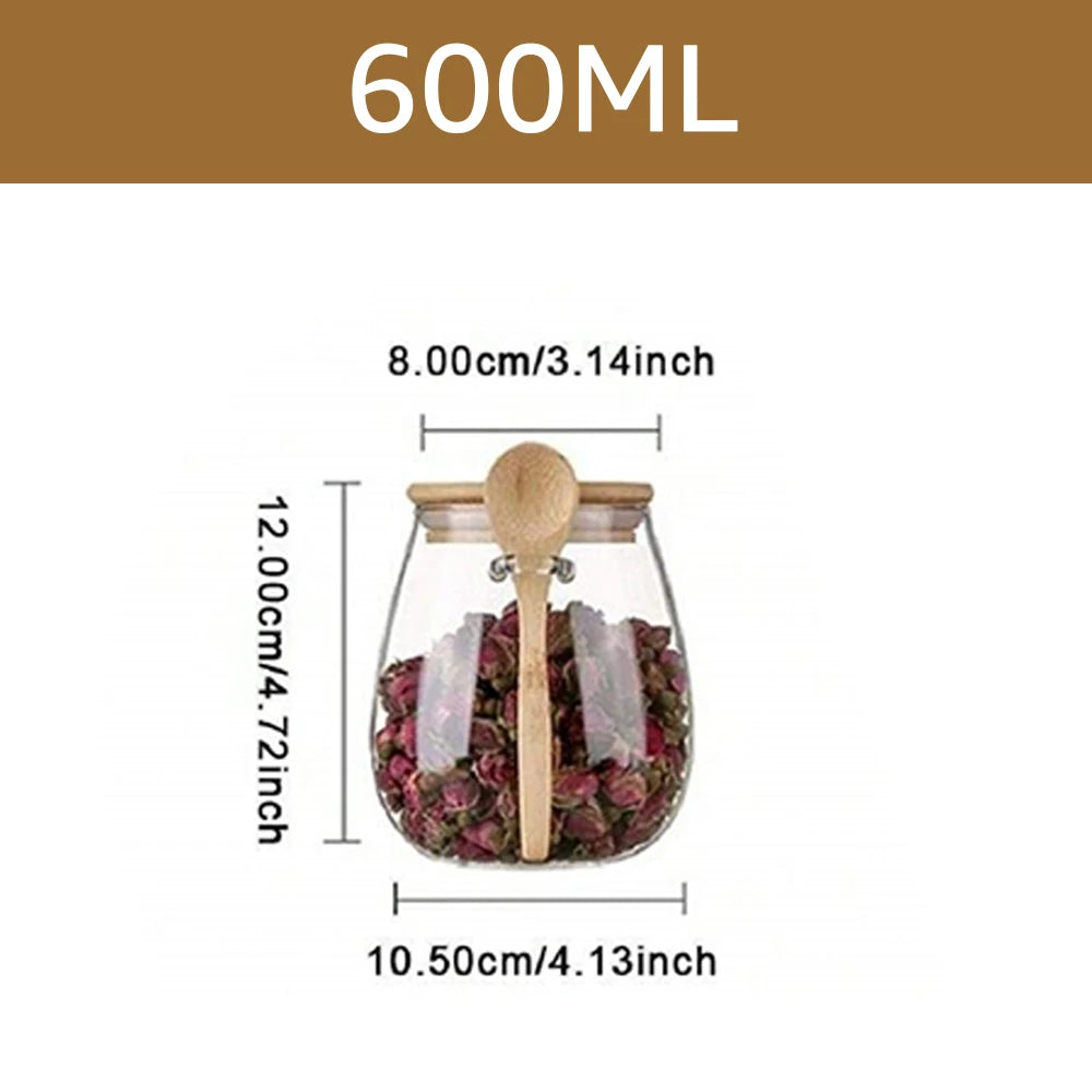 Airtight Food Containers Kitchen Storage Pots Glass Jar with Lid Sealed Canister Sugar and Tea Cans Hermetic Kitchen Coffee Jars