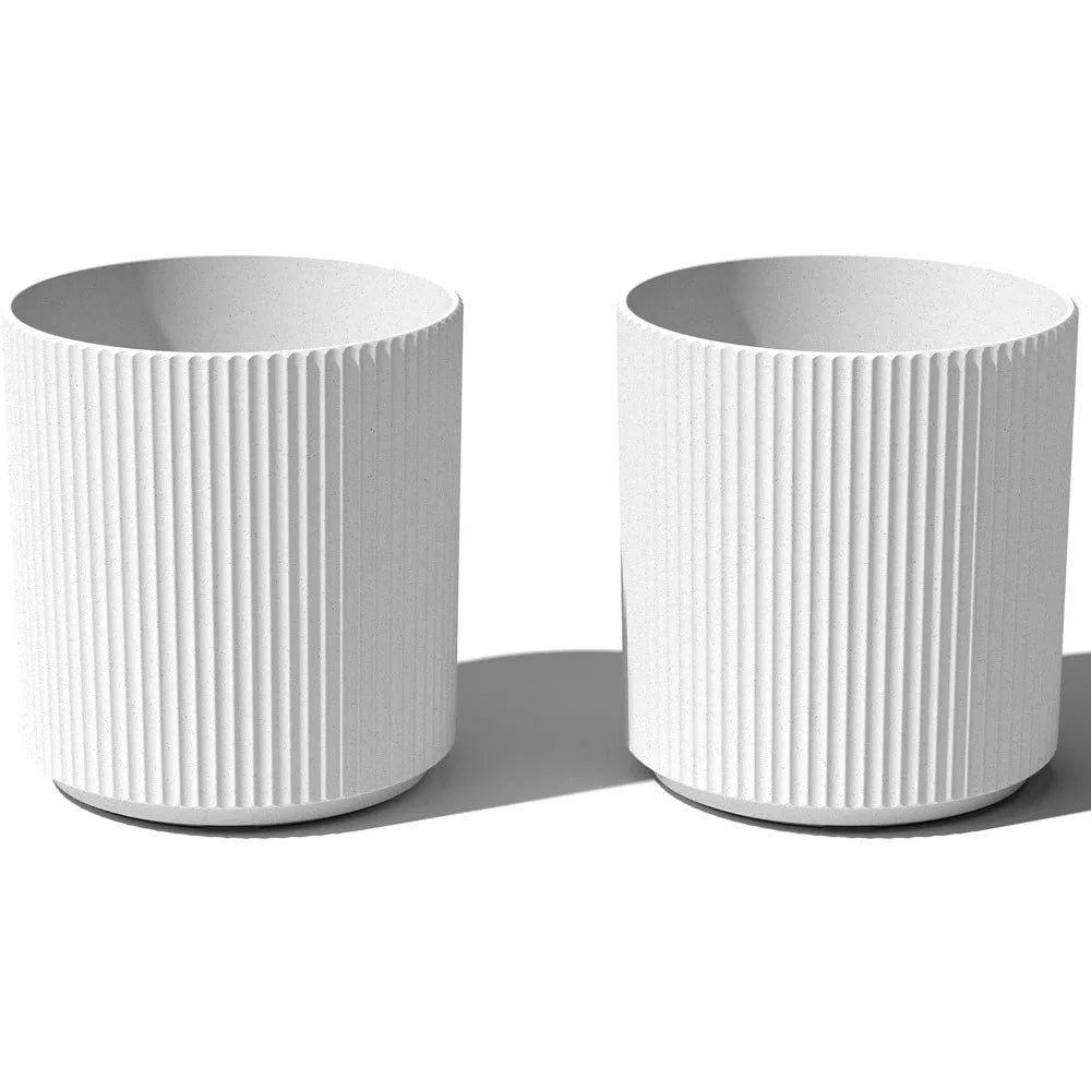 Round Demi Planter – Indoor/Outdoor Plastic-Concrete Pot with Drainage