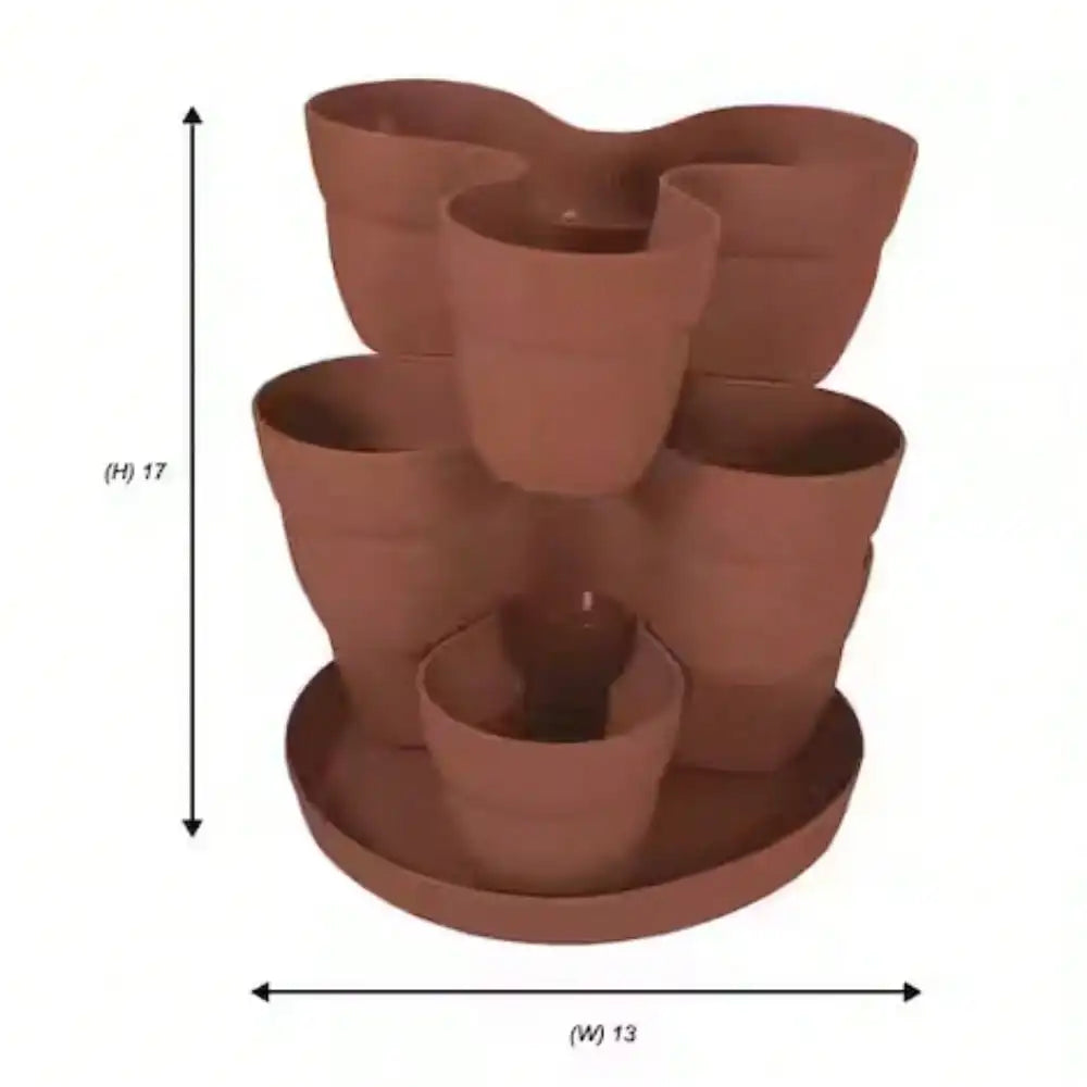 3-Tier Resin Vertical Planter – Terra Cotta Flower & Herb Pots