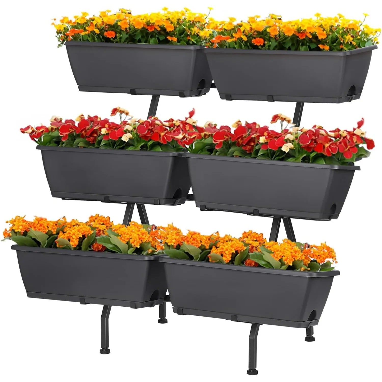 3-Tier Vertical Planter with 6 Boxes – Adjustable Raised Garden Bed (Red)