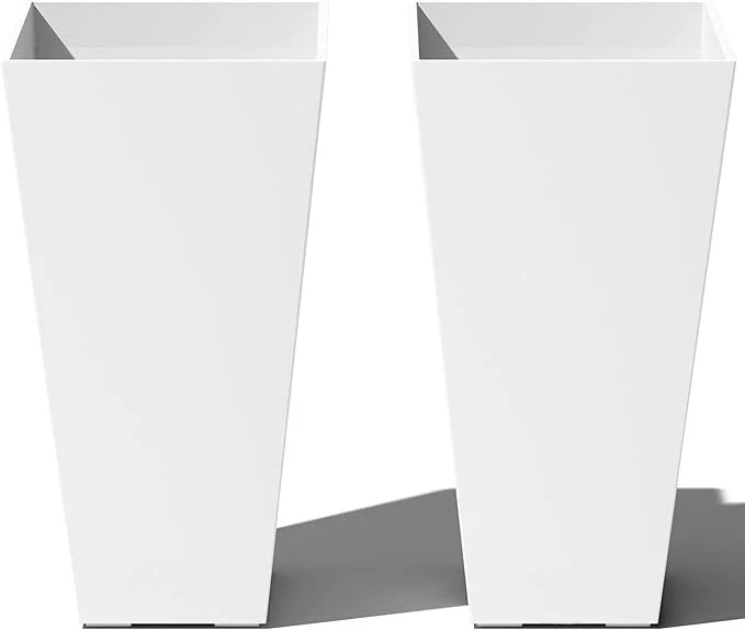 26-Inch Resin Taper Planter Set – 2-Pack Black Indoor/Outdoor Pots