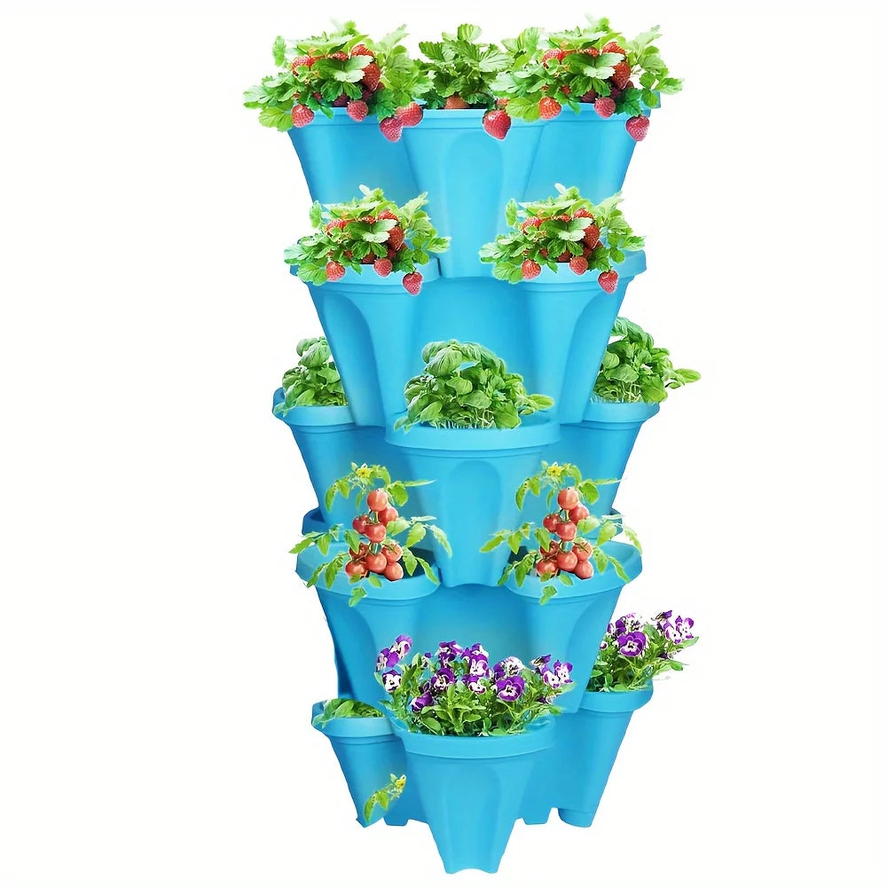 5-Layer Stackable Vertical Garden Planter with Wheels