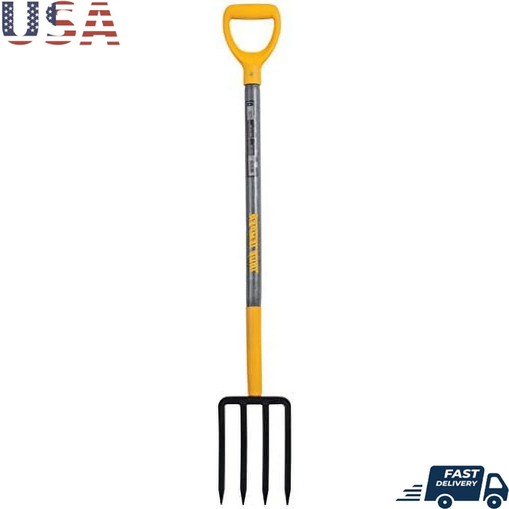 4-Tine Forged Spading Fork – 30-Inch Hardwood Handle with Poly D Grip