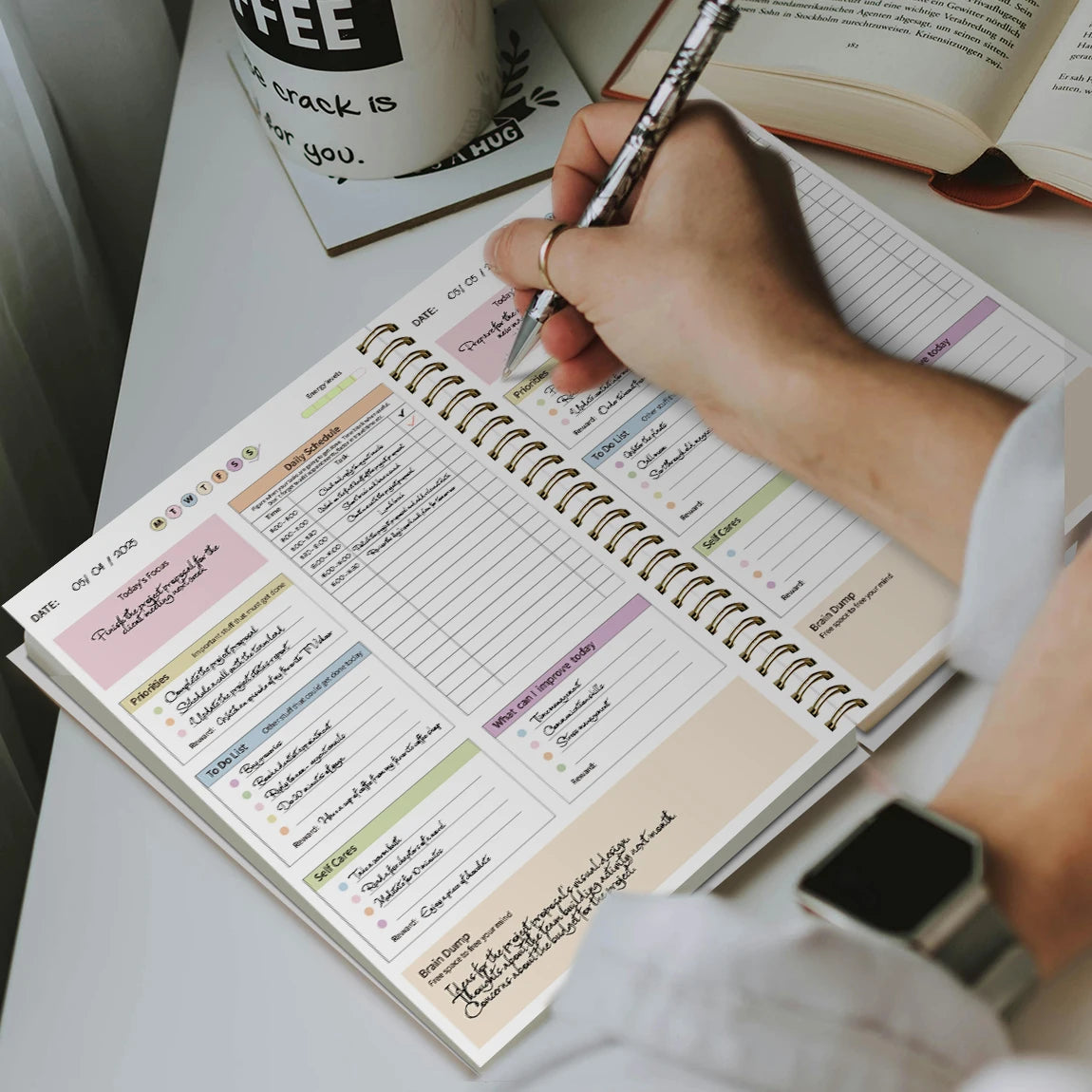 B5 Productivity Planner, Daily and Weekly Organizer with Priorities,To-Do List,Schedule,Floral Cover Journal for Time Management