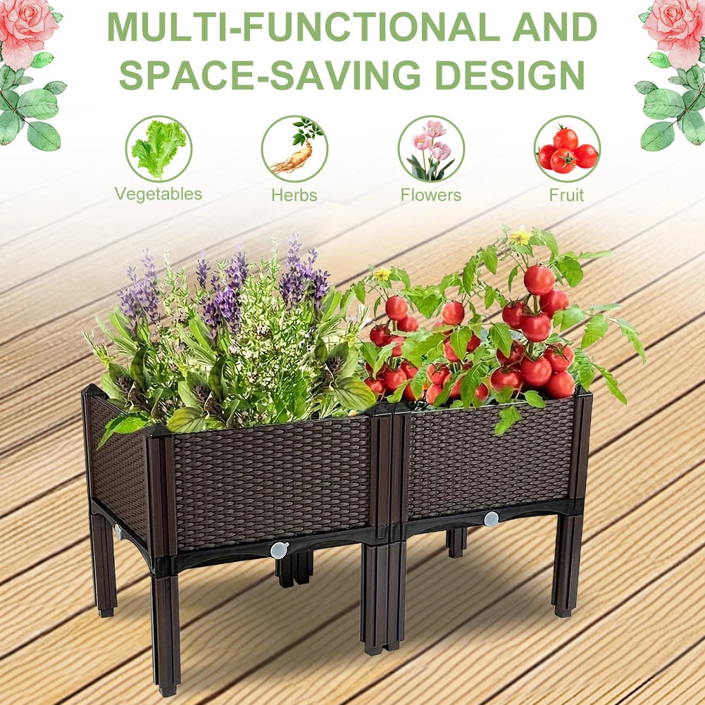 Elevated Plastic Raised Garden Bed – Standing Planter Box