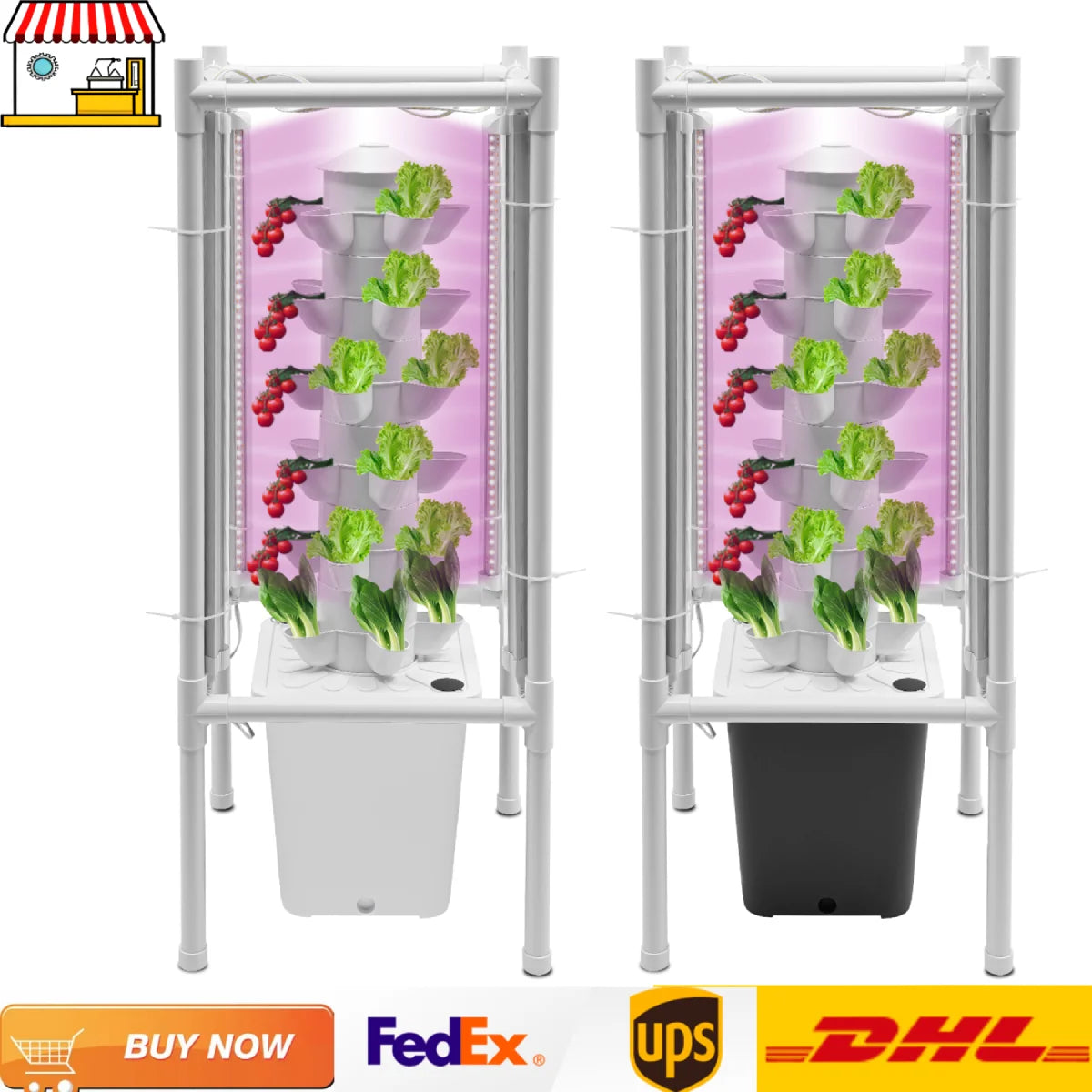 30-Holes Hydroponic Garden Vertical Tower with Growing Light