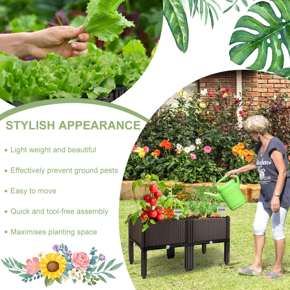 Elevated Plastic Raised Garden Bed – Standing Planter Box