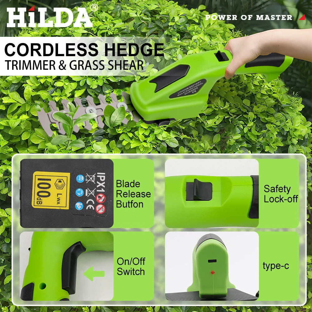 2-in-1 Cordless Hedge & Grass Trimmer – Lightweight Handheld Garden Tool