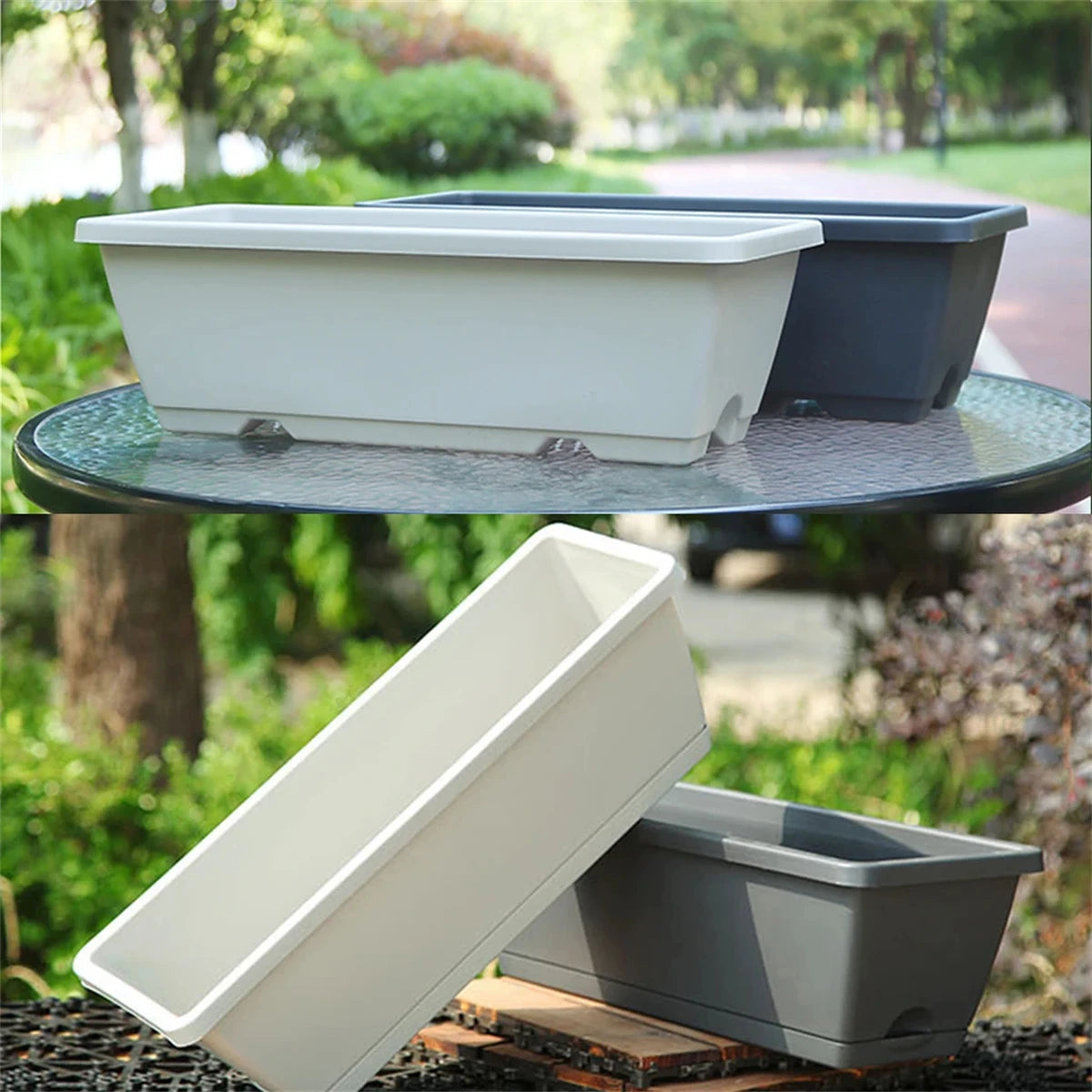 Eco-Friendly Rectangular Flower Pot with Drain Holes – Reusable Garden Planter
