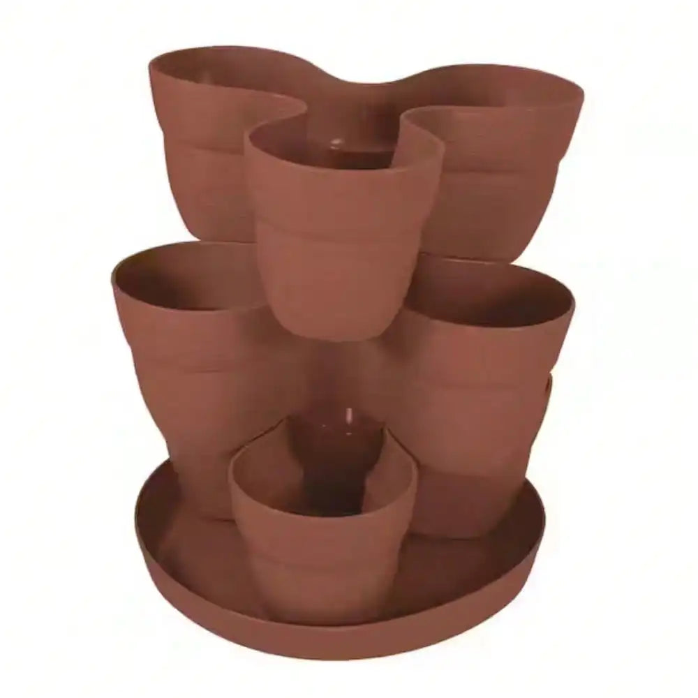 3-Tier Resin Vertical Planter – Terra Cotta Flower & Herb Pots