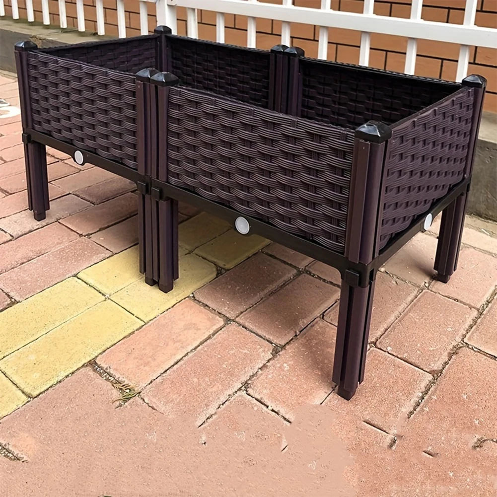 Elevated Plastic Raised Garden Bed – Outdoor Planter with Drain Outlet