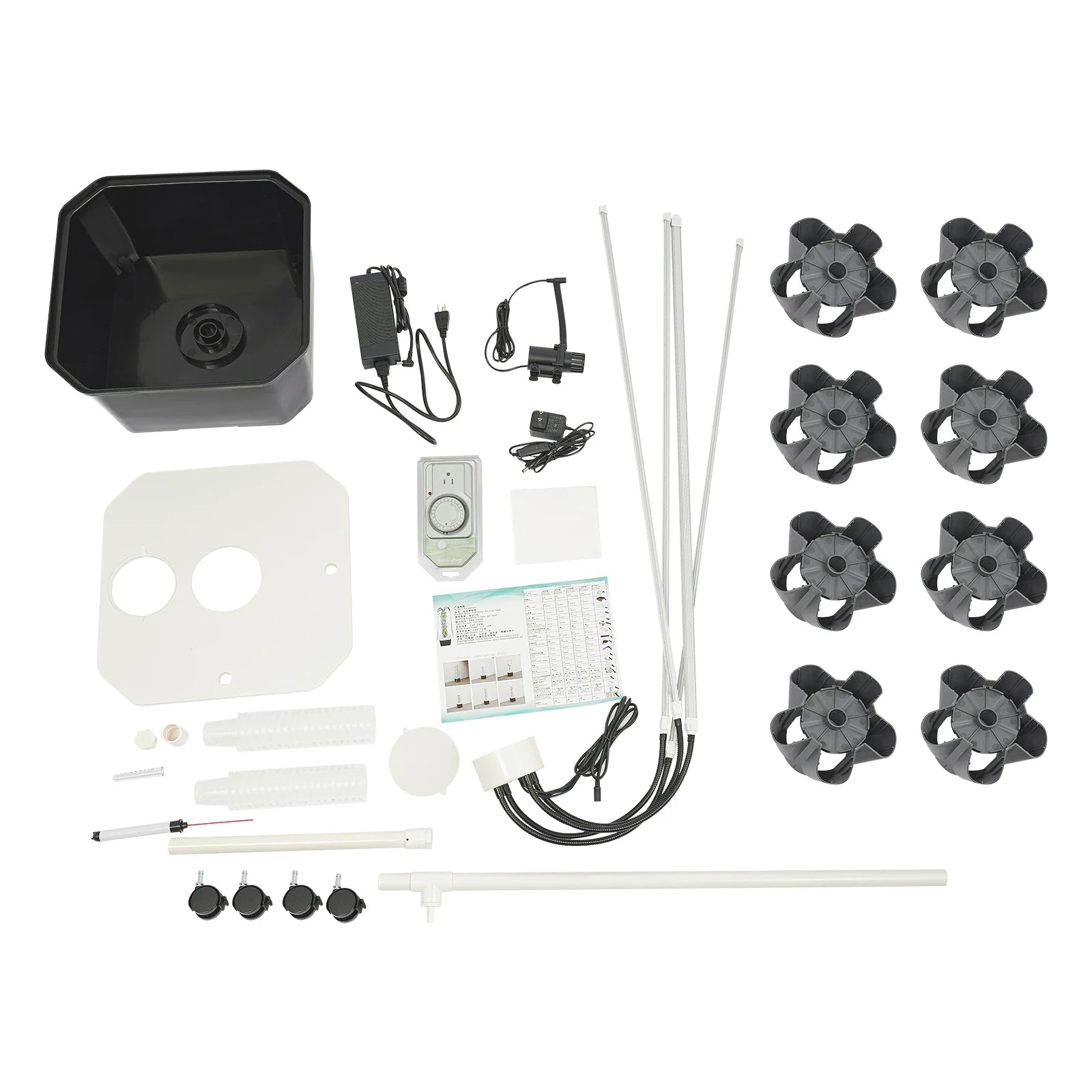 40-Plant Vertical Hydroponic Garden Kit – LED Tower with Wheels