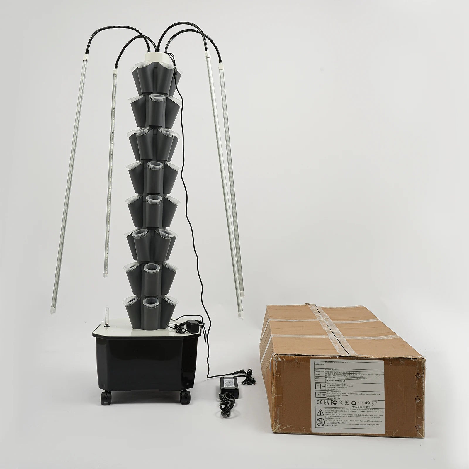 40-Plant Vertical Hydroponic Garden Kit – LED Tower with Wheels