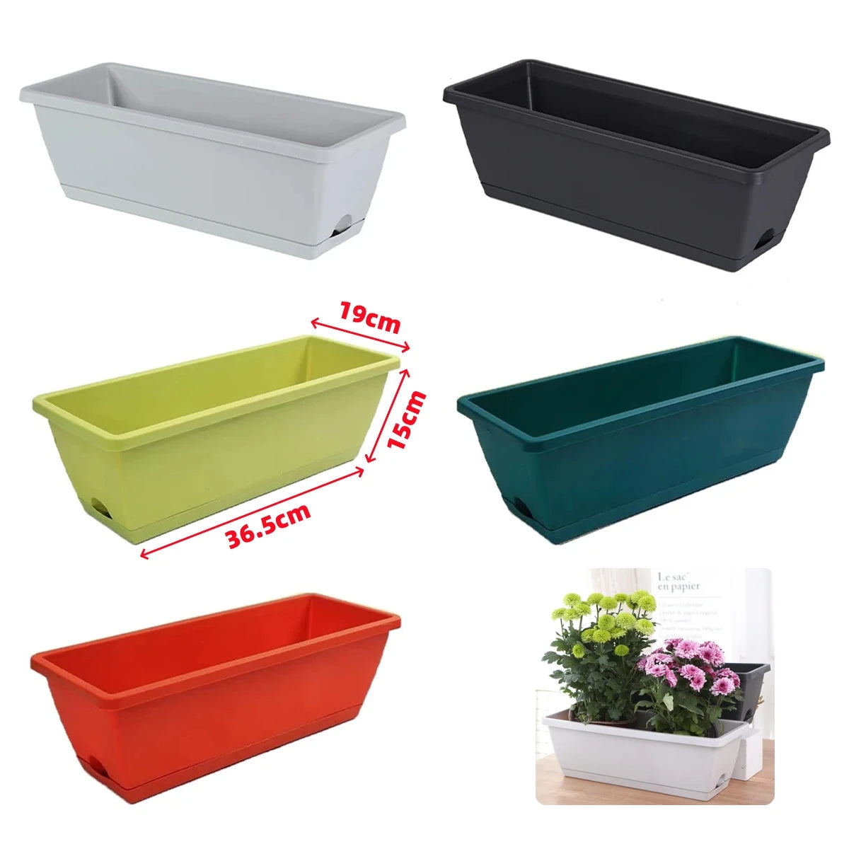 Eco-Friendly Rectangular Flower Pot with Drain Holes – Reusable Garden Planter