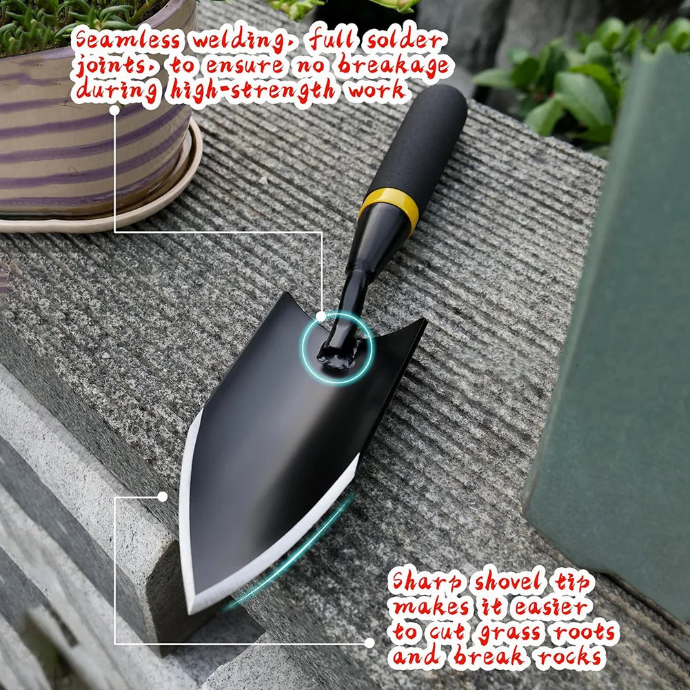 Heavy-Duty Garden Shovel – Carbon Steel Hand Trowel with Rubber Handle