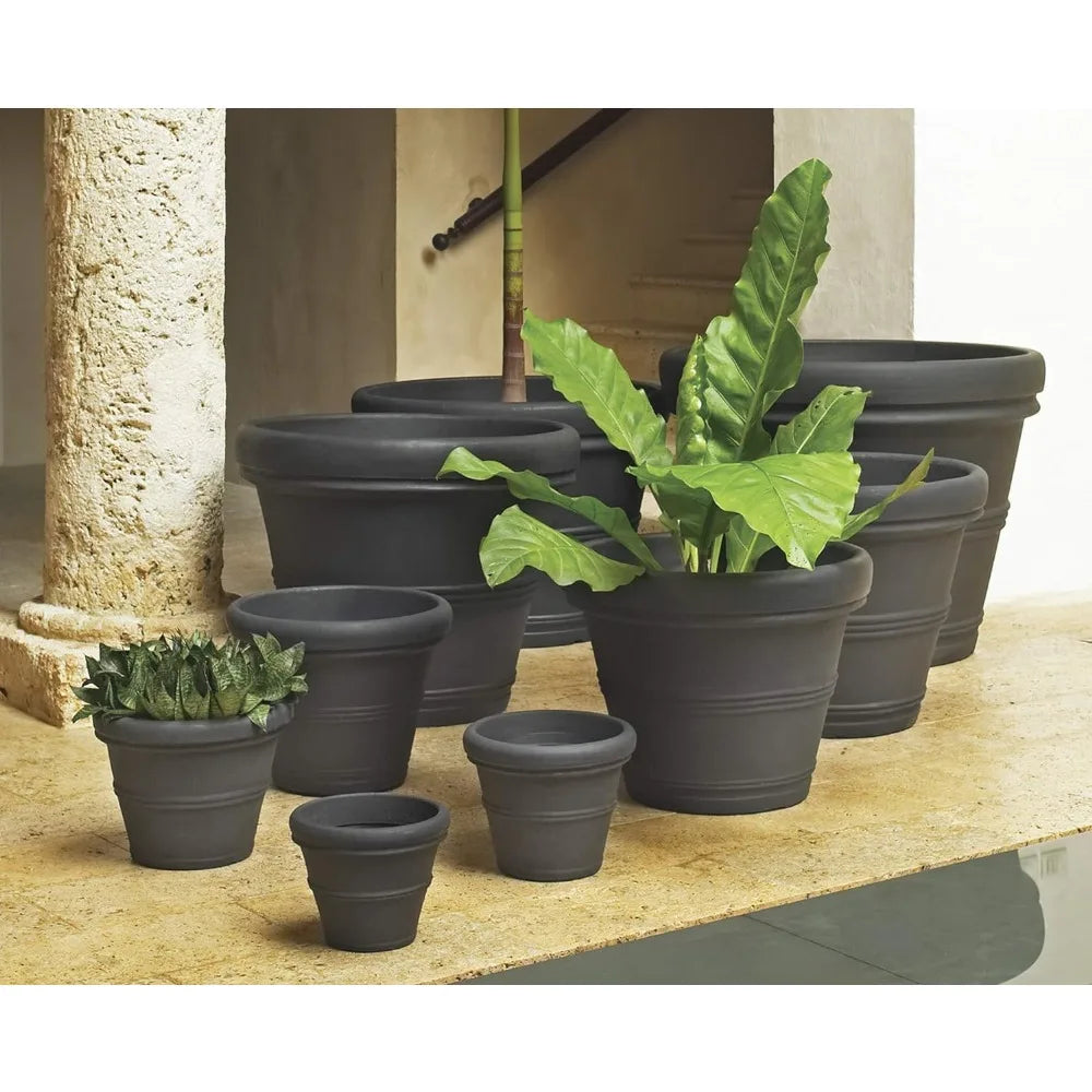 Brunello Classic Rolled Rim Planter – Large Indoor/Outdoor Flower Pot