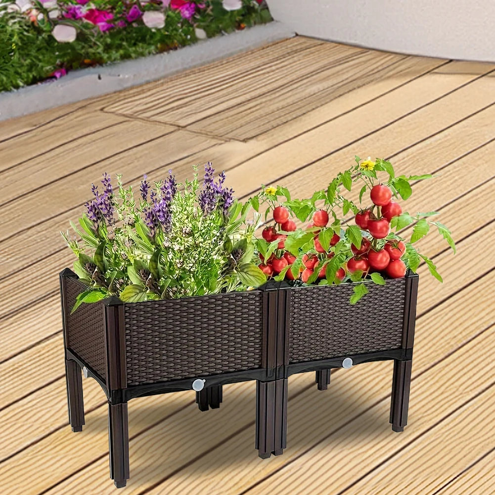 Elevated Plastic Raised Garden Bed – Standing Planter Box
