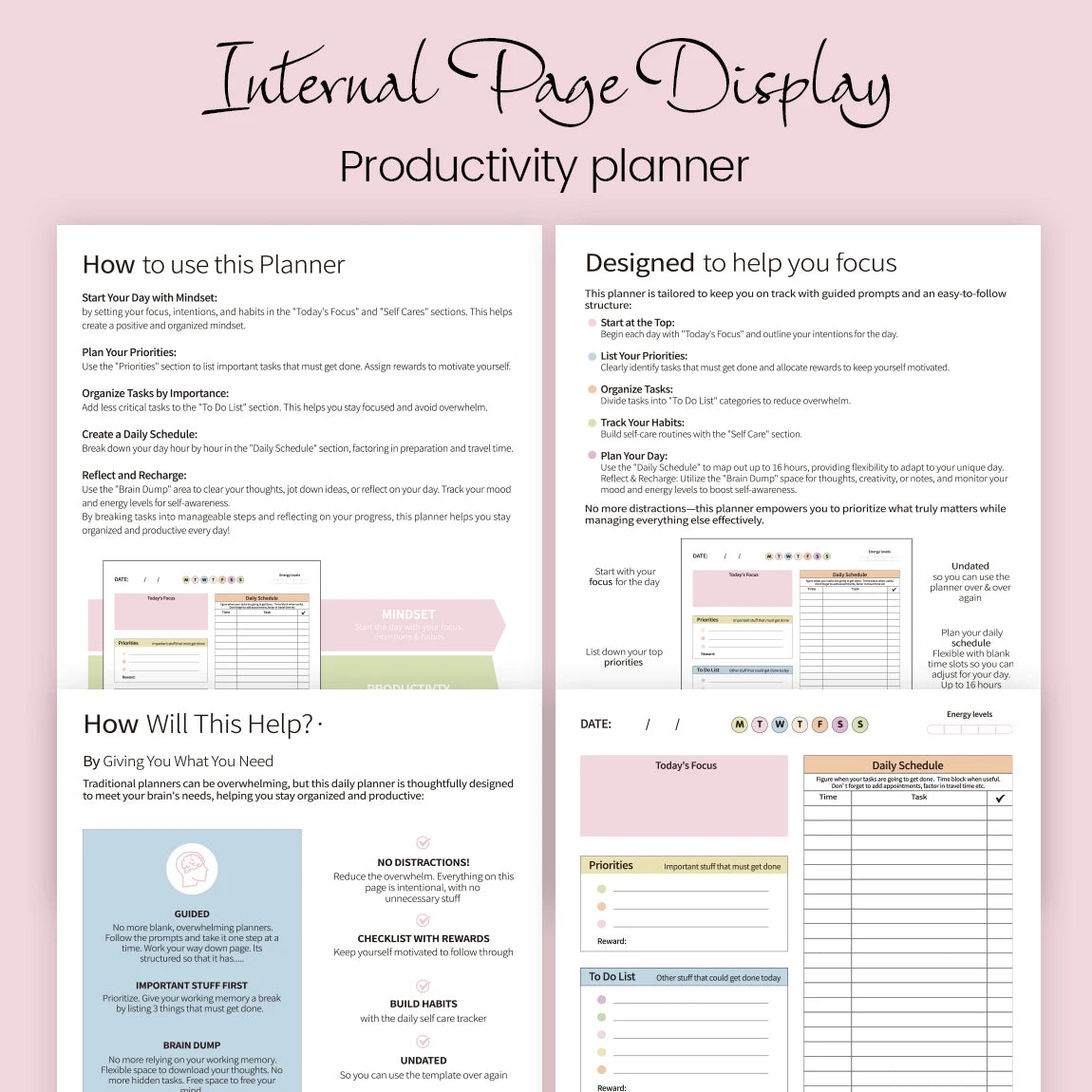 B5 Productivity Planner, Daily and Weekly Organizer with Priorities,To-Do List,Schedule,Floral Cover Journal for Time Management