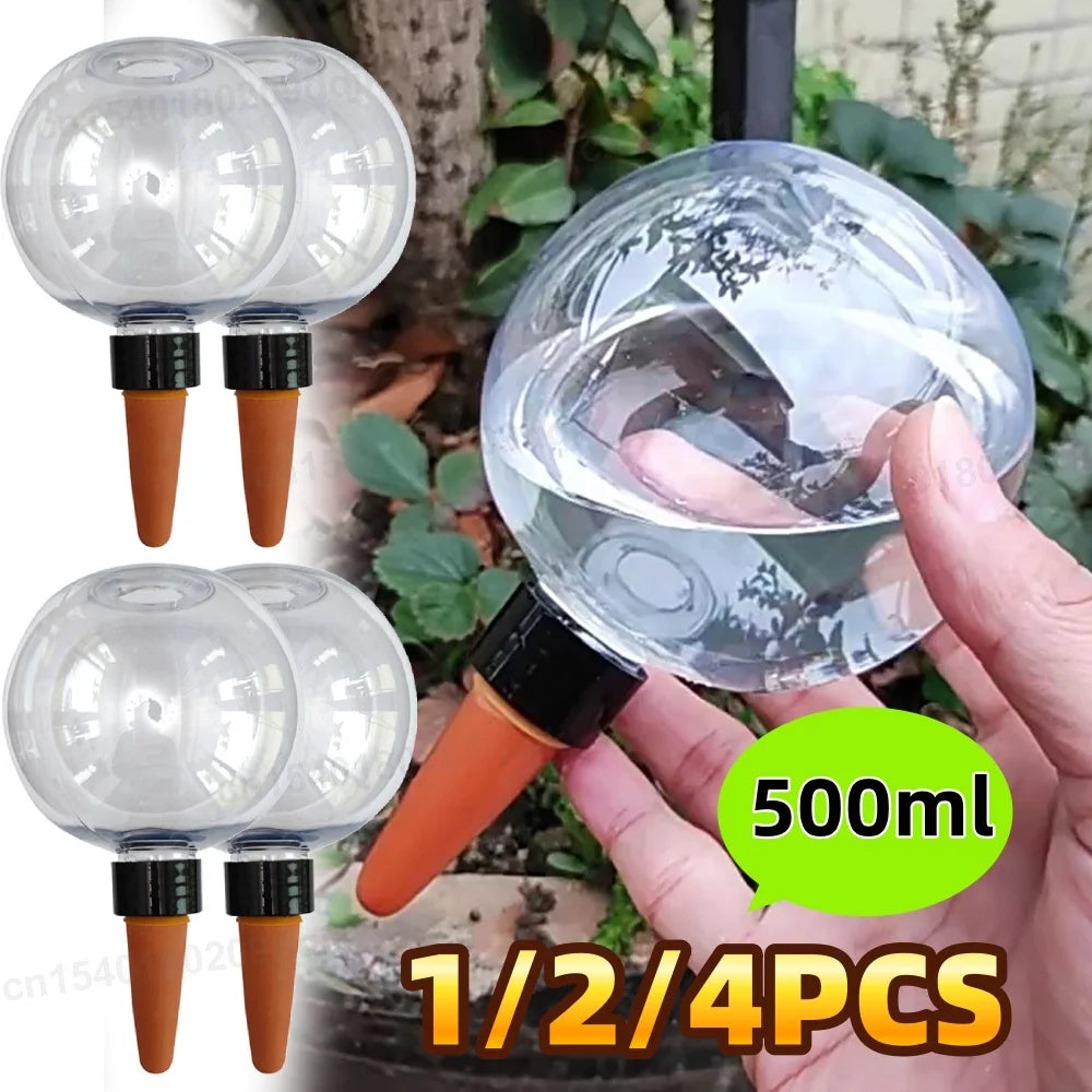 1/2/4 Pcs Automatic Plant Watering Bulbs – 500ml Glass Self-Watering Globes