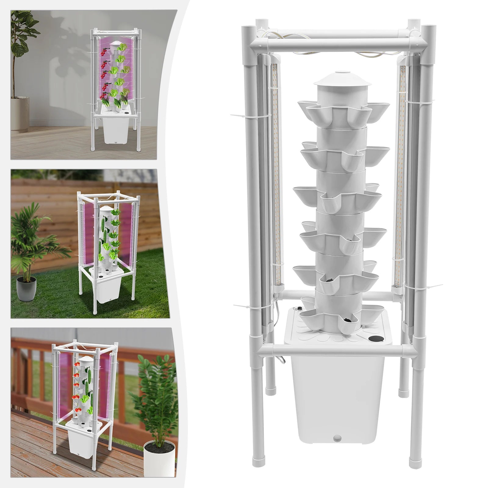 6-Layer Vertical Hydroponic Growing Kit – 30-Hole Soilless Planter Tower