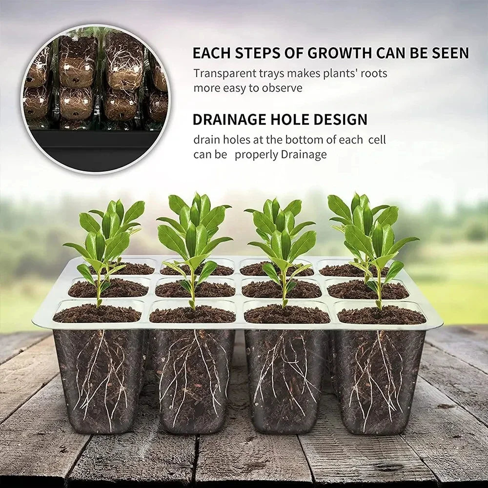 LED Grow Light Seed Starter Kit – 12-Cell Full Spectrum Germination Tray