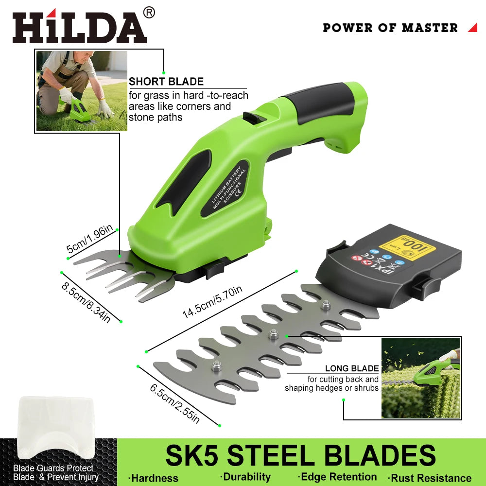 2-in-1 Cordless Hedge & Grass Trimmer – Lightweight Handheld Garden Tool